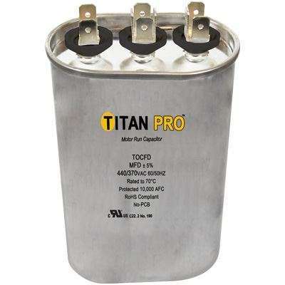 Titan Pro Run Capacitor 40+7.5 MFD 440/370 Volt Oval TOCFD4075